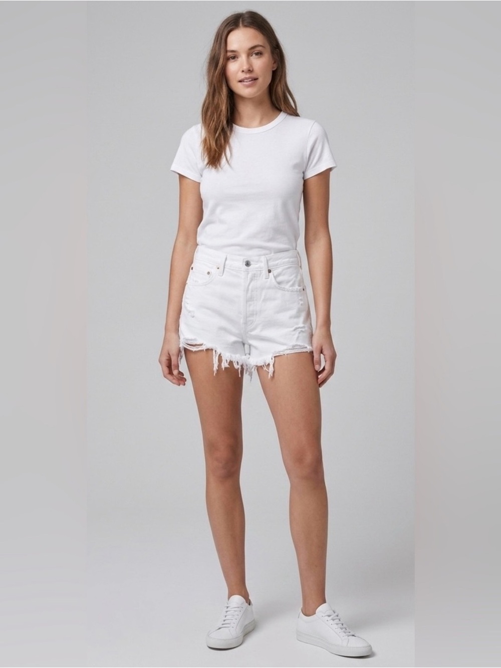 AGOLDE Parker Vintage Cut Off Denim Shorts 27 Regenerative Cotton Cowgirl